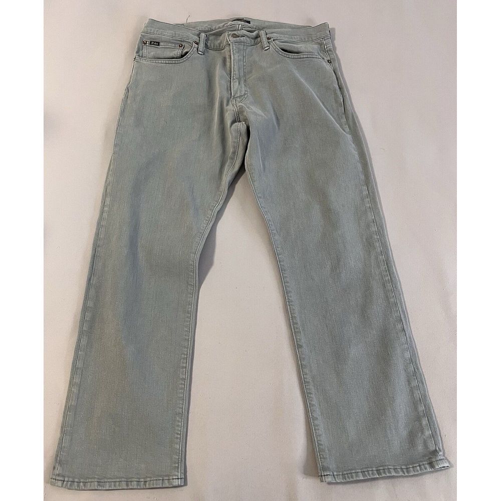 Polo Ralph Lauren Jeans Mens 36x39.5" Light Green Stretchy Straight Denim Preppy